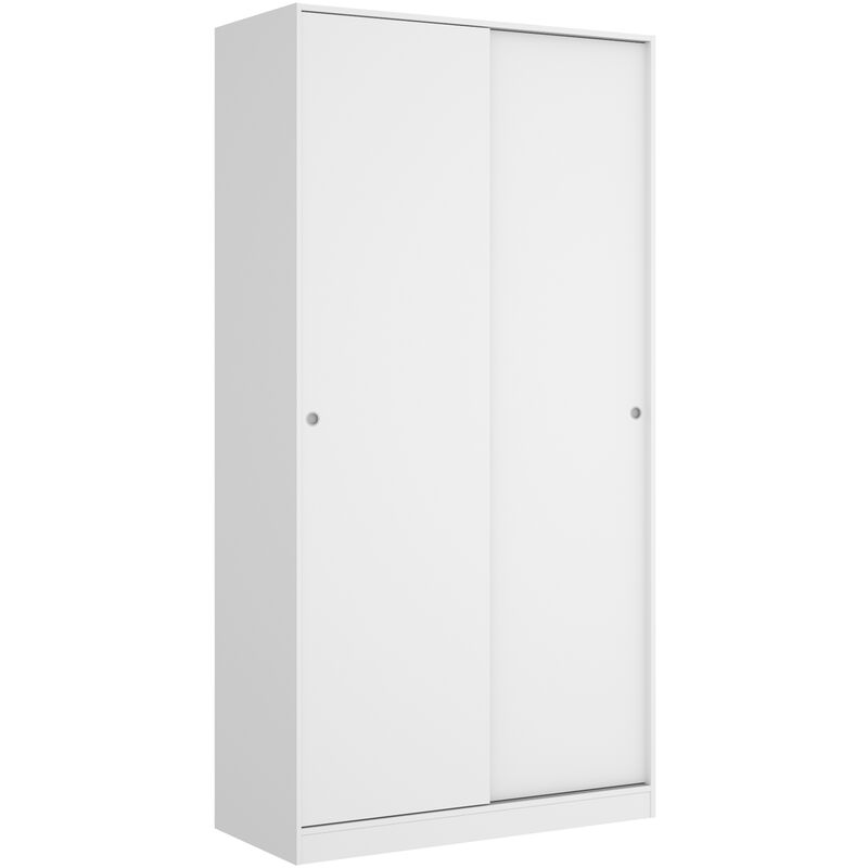 Armoire à portes coulissantes coloris blanc brillant - Longueur 100 x Profondeur 50 x Hauteur 204 cm Pegane