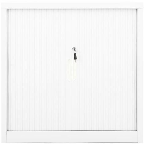 Armoire à portes coulissantes Design moderne, Armoire Etagère de rangement, Blanc 90x40x90 cm Acier OIB3282E