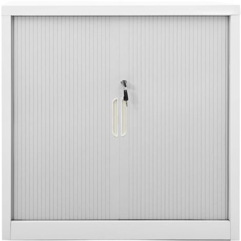 Armoire à portes coulissantes Design moderne, Armoire Etagère de rangement, Gris 90x40x90 cm Acier OIB1047E