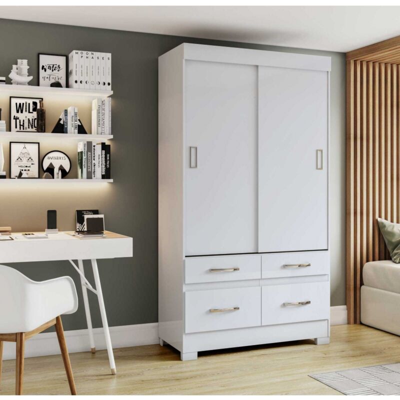 Befara - armoire à portes coulissantes et 4 tiroirs elias