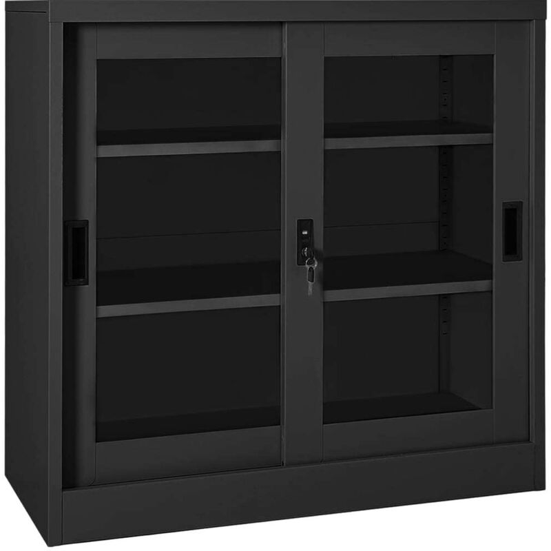 vidaXL Armoire à portes coulissantes Anthracite 90x40x90 cm Acier335957