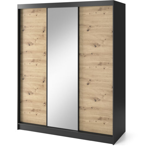 Armoire à portes coulissantes REVILA avec miroir – Élégance et fonctionnalité 180 cm-Largeur 180 cm