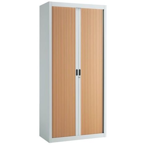 Armoire à rideaux démontables Economique 195 x 90 cm gris clair-hêtre - Maxiburo