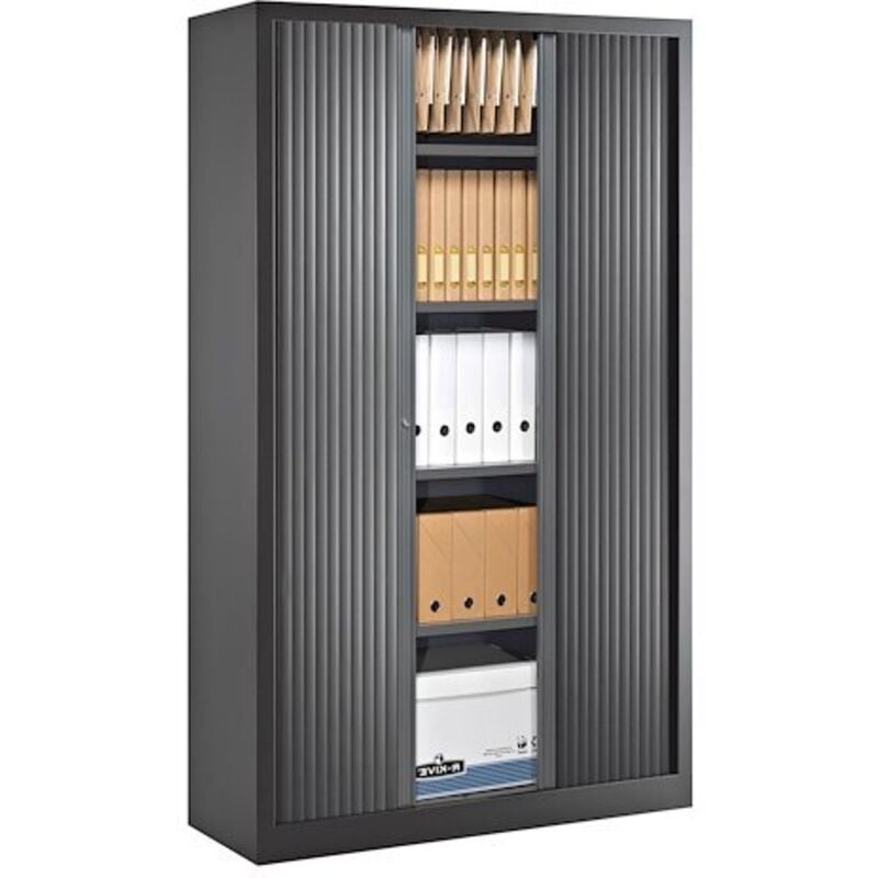 Armoire haute à rideaux monoblocs Eco-conçues 198 x 120 cm anthracite-anthracite
