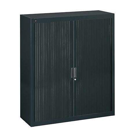 Armoire à rideaux noir démontable 136 x 120 cm - Portes noires - Maxiburo