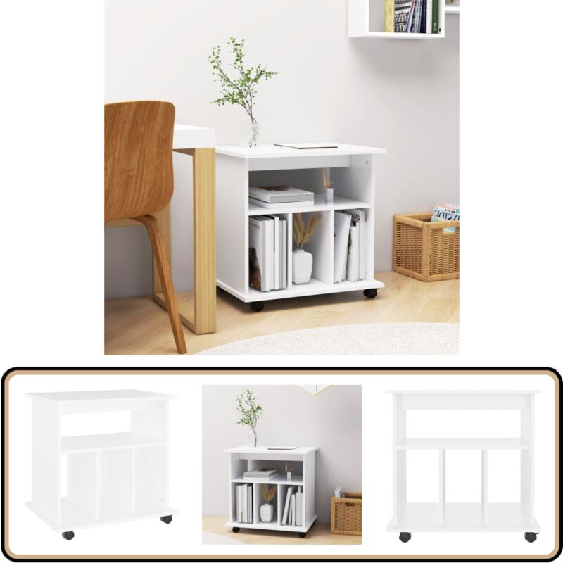 Vidaxl - Armoire à roulettes Blanc 60x45x60 cm Bois d'ingénierie - Meuble De Rangement - Armoire Sur Roulette - Armoire Blanche - Meuble De Bureau