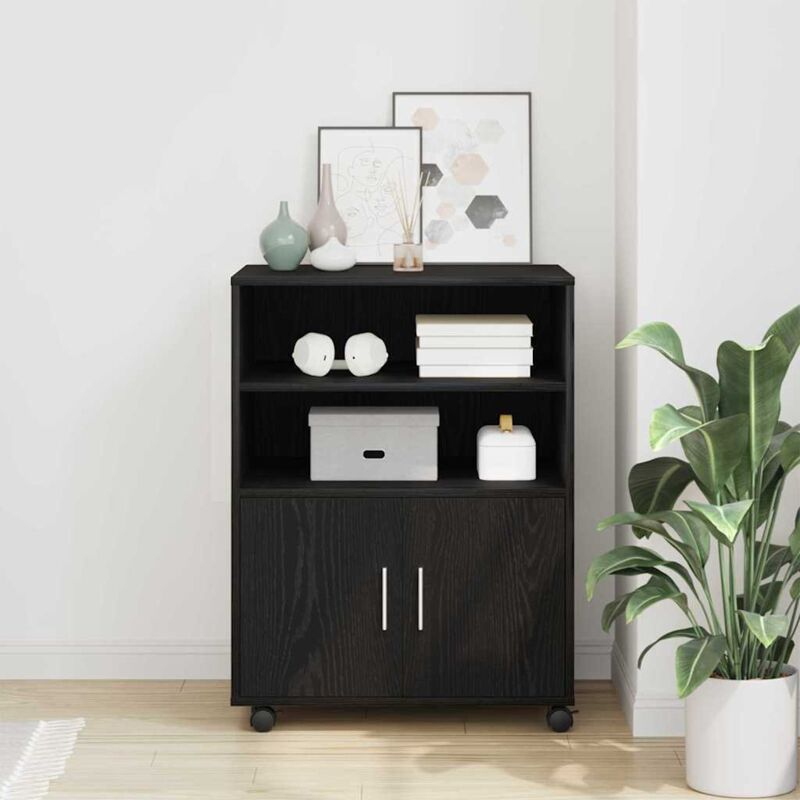 vidaXL Armoire Chêne noir 60 x 48 x 74,5 cm Avec roues