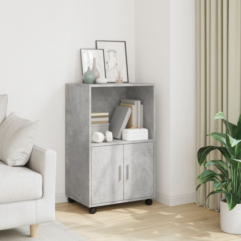 Vidaxl - Armoire à roulettes gris béton 55x40x91 cm bois d'ingénierie