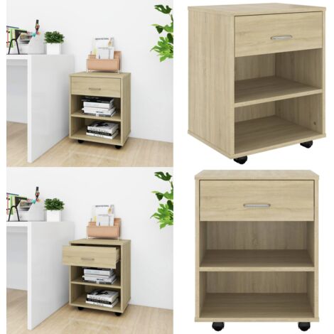 Armoire à roulettes Chêne sonoma 46x36x59 cm Bois d’ingénierie - Meuble De Rangement - Armoire Sur Roulette - Armoire De Bureau - Meuble Modulaire - Mobilier Chêne Sonoma - Home & Living
