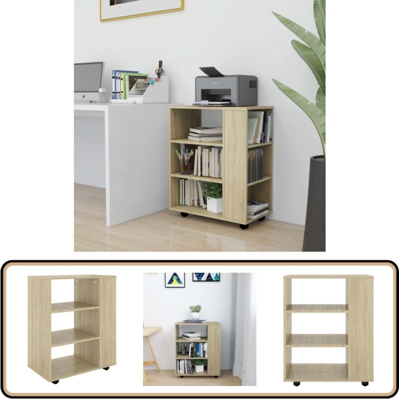 Vidaxl - Armoire à roulettes Chêne Sonoma 60x35x75 cm Bois d'ingénierie - Meuble De Rangement - Armoire Sur Roulette - Armoire De Bureau - Meuble