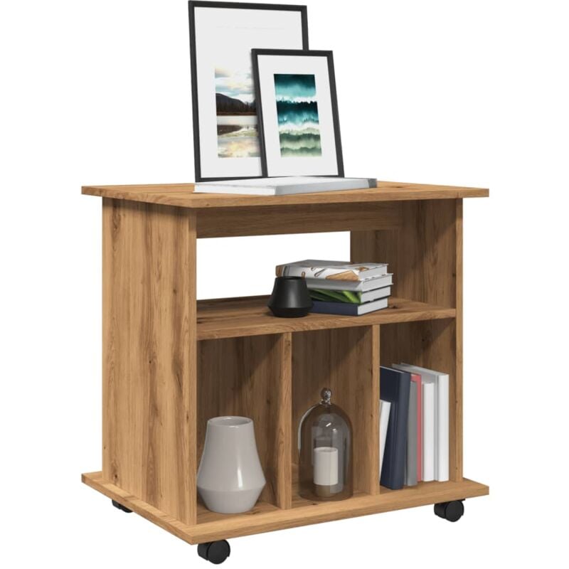 Armoire roulante chêne artisanal 60x45x60 cm bois d'ingénierie Vidaxl