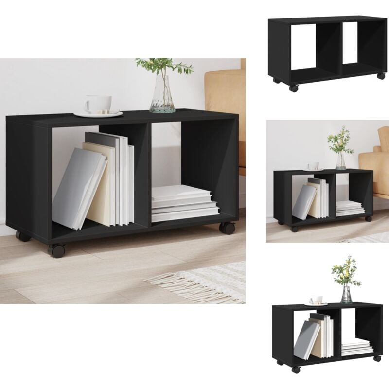 Vidaxl - Armoire à roulettes noir 72x33x42,5 cm bois d'ingénierie - Armoire à Roulettes - Armoires à Roulettes - Armoire Sur Roulettes - Armoire De