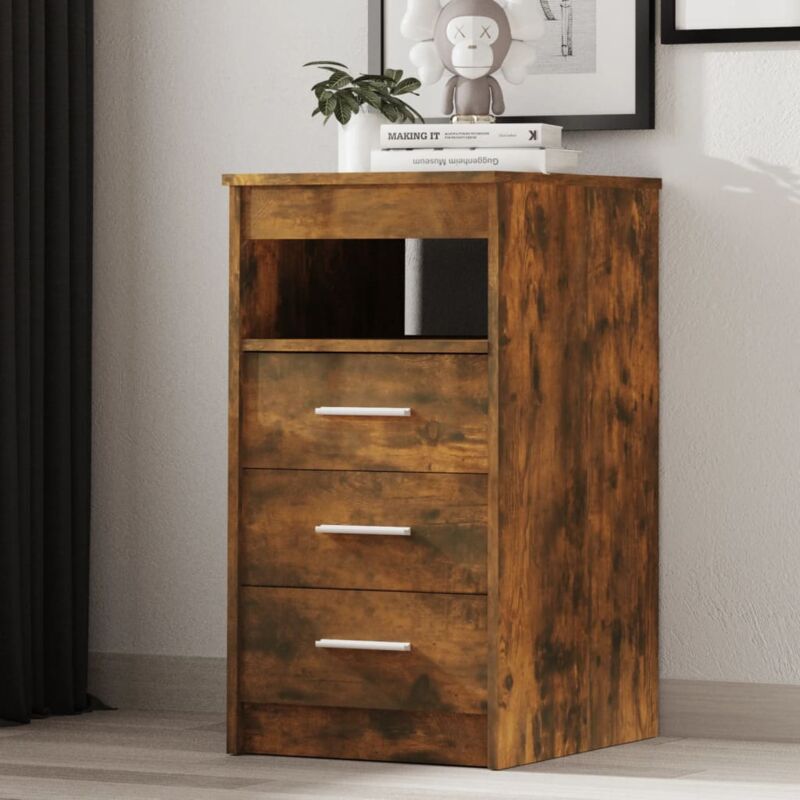 Vidaxl - Armoire à tiroirs Chêne fumé 40x50x76 cm Bois d'ingénierie