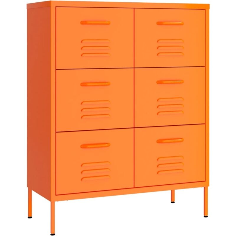 Armoire à tiroirs Orange 80x35x101,5 cm Acier - Vidaxl