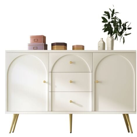 Armoire à tiroirs couleur crème, casier, h84，b140 ，T40 cm