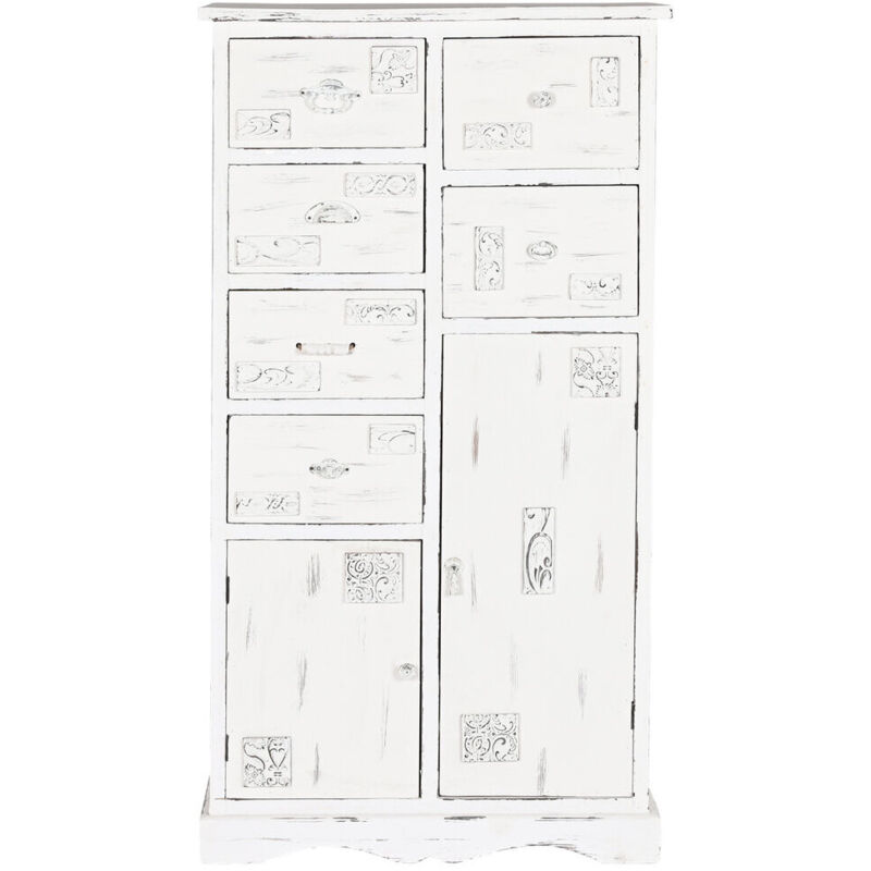 Commode Bois 69X38X130 Porté Blanc