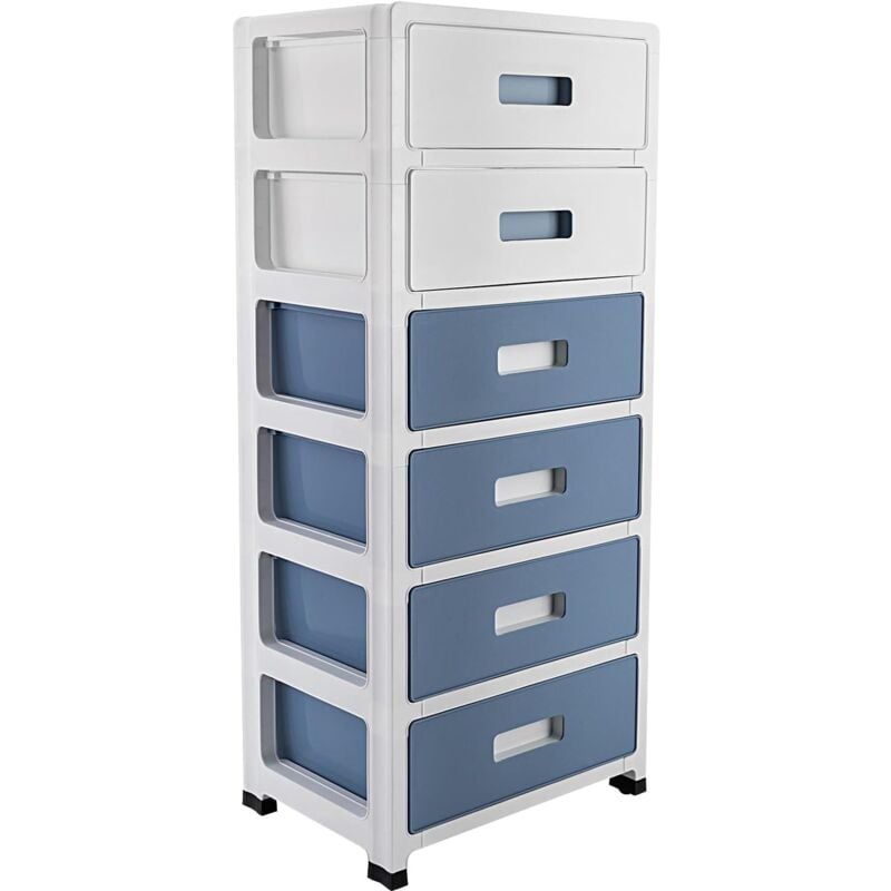 Armoire à tiroirs en plastique, tour de rangement avec 6 tiroirs, conteneur à roulettes pour chambre à coucher, salon, bureau, etc. Organiseur 35 x