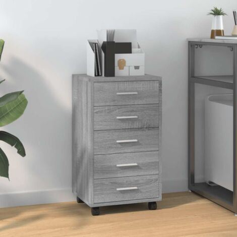 Armoire à tiroirs  Meuble de Rangement Commode avec roulettes Sonoma gris Bois d'ingénierie 69734