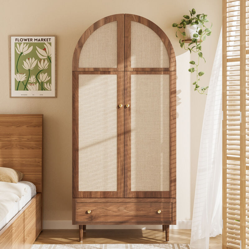 Armoire à un tiroir, portes en tissu