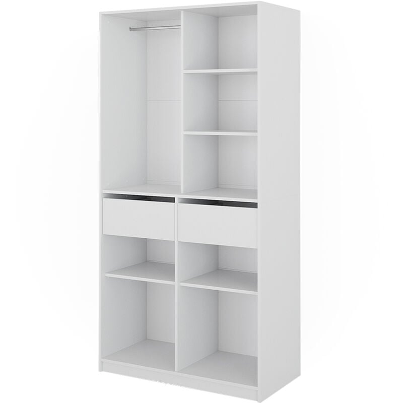 Vicco - Armoire à vêtements Elmo, Blanc, 100 x 200 cm avec 2 tiroirs