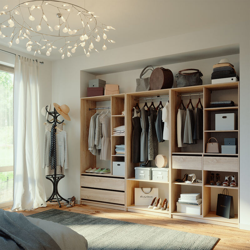 Vicco - Armoire à vêtements Elmo, Sonoma, 100x200cm Lot de 3