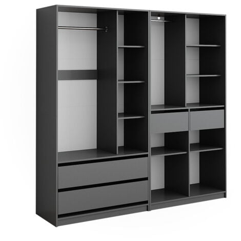 Armoire à vêtements Elmo, Blanc, 100 x 200 cm Set de 2 pièces, Vicco