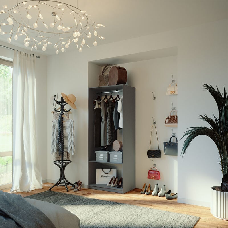 Vicco - Armoire à vêtements Elmo, Anthracite, 80 x 200 cm