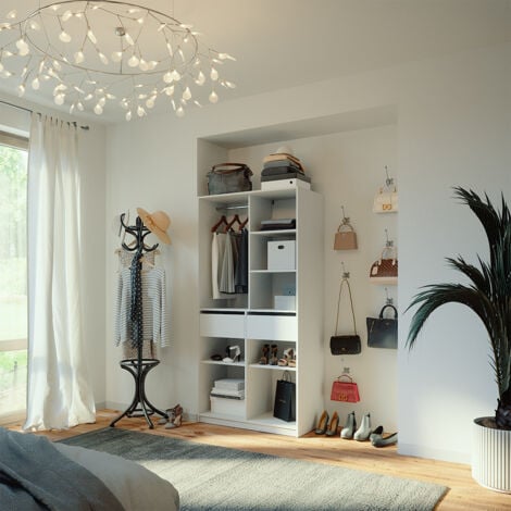 Armoire à vêtements Elmo, Blanc, 100 x 200 cm avec 2 tiroirs, Vicco