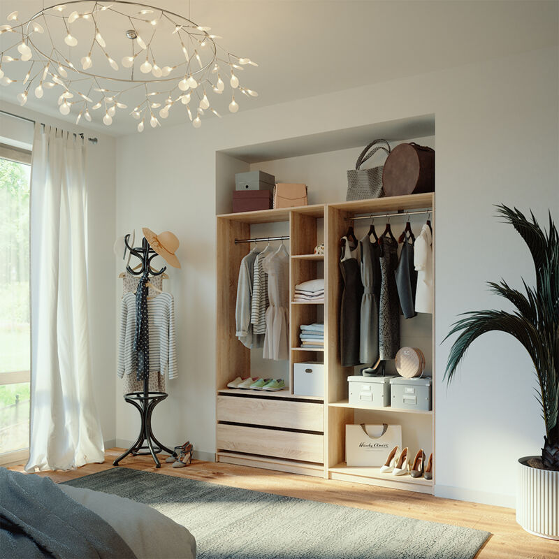 Vicco - Armoire à vêtements Elmo, Sonoma, 100x200cm Lot de 2