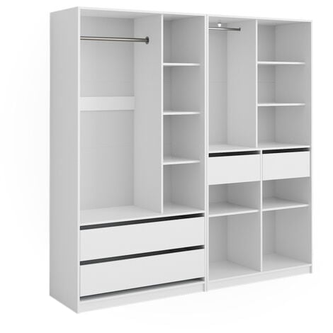 Armoire à vêtements Elmo, Blanc, 100 x 200 cm Set de 2 pièces, Vicco