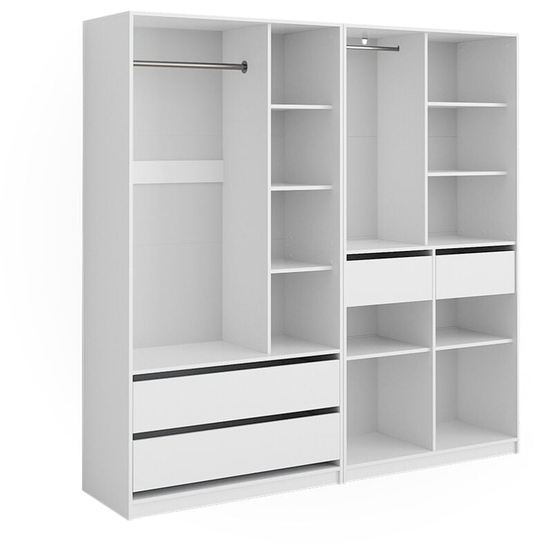Vicco - Armoire à vêtements Elmo, Blanc, 100 x 200 cm Set de 2 pièces