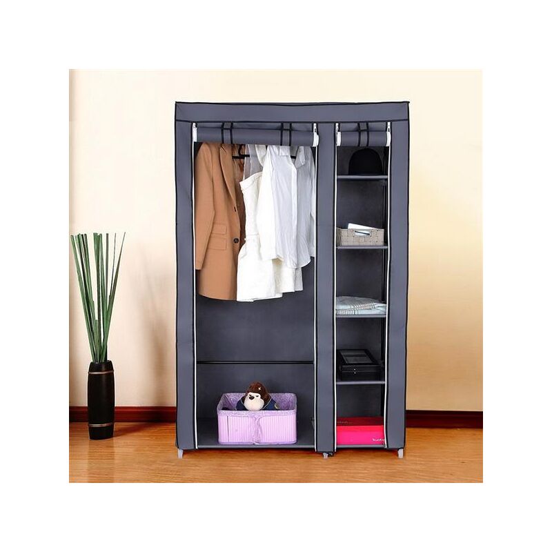 Ineasicer - Armoire à vêtements portable 67' avec tissu non tissé et tringle de suspension rapide et facile à assembler gris