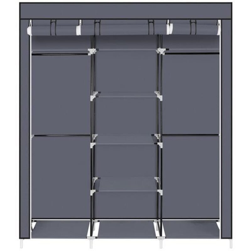 Laoa - Armoire à vêtements portative de 69 po en tissu non tissé garde-robe à double tringle organisateur de rangement gris