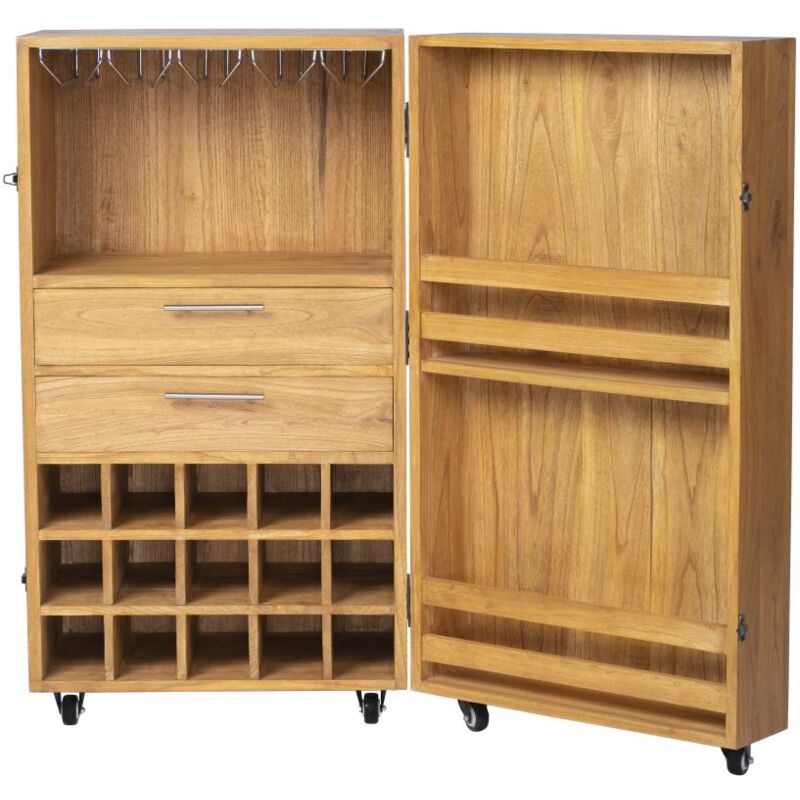 Vente-unique - Armoire à vin et verres en bois de mindi - 15 casiers - l. 60 x p. 50 x h. 111 cm - coimbra