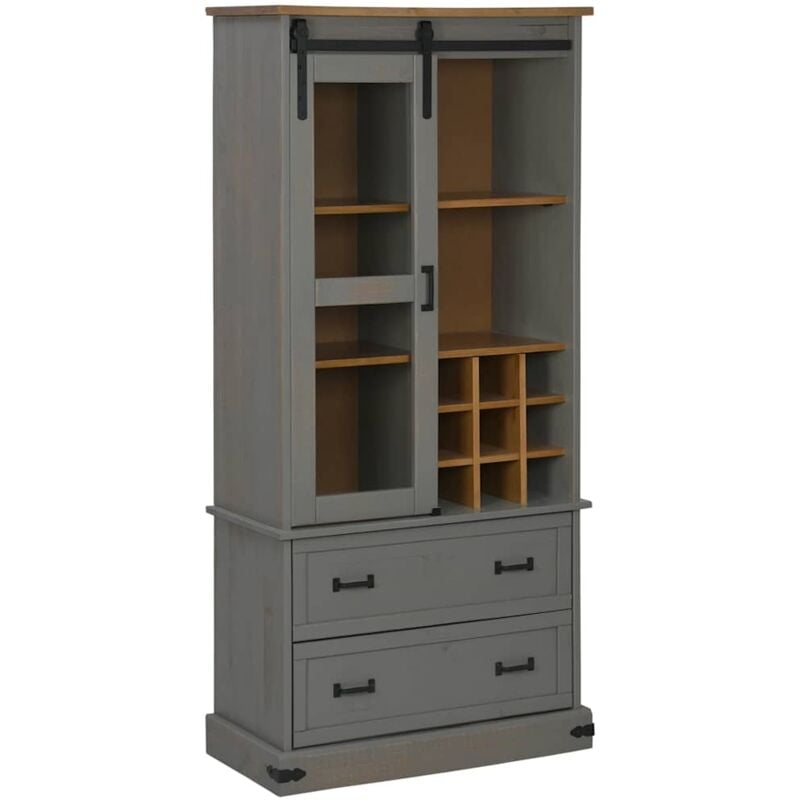 Vidaxl - Armoire à vin halden casiers à vin porte coulissante gris pin