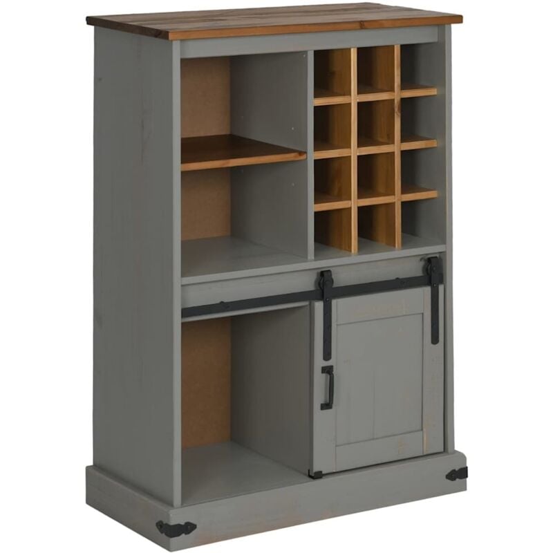 Vidaxl - Armoire à vin halden casiers à vin porte coulissante gris pin