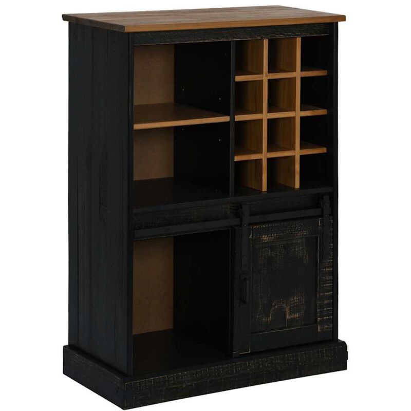 Vidaxl - Armoire à vin halden casiers à vin porte coulissante noir pin