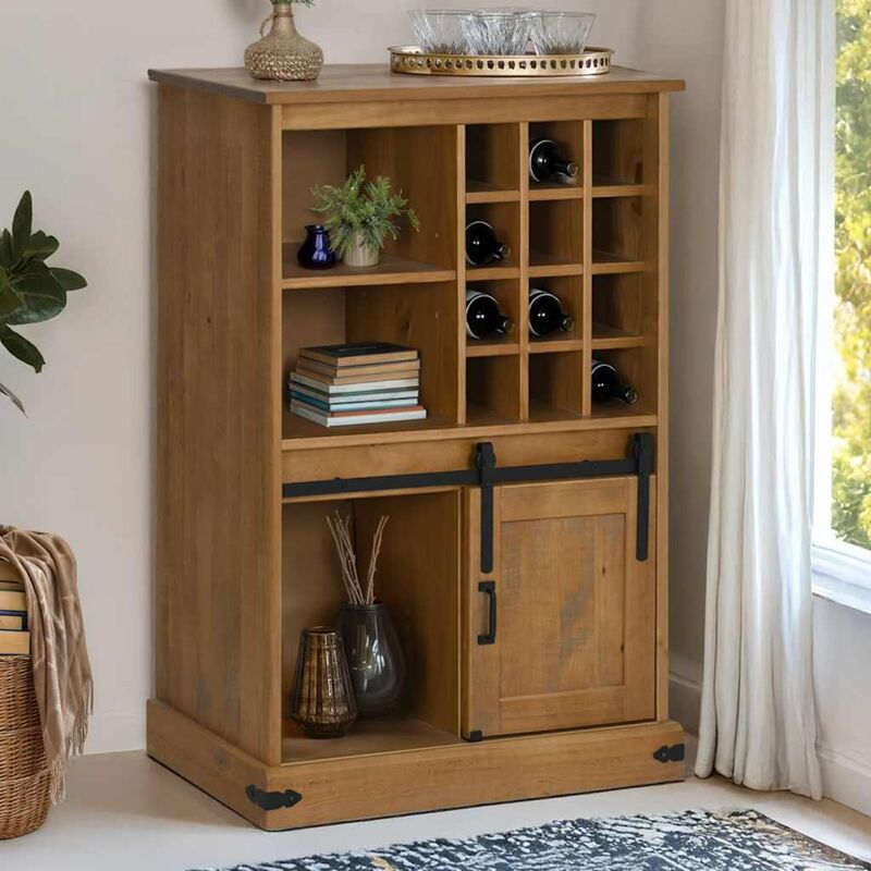 Vidaxl - Armoire à vin halden avec casiers à vin porte coulissante pin