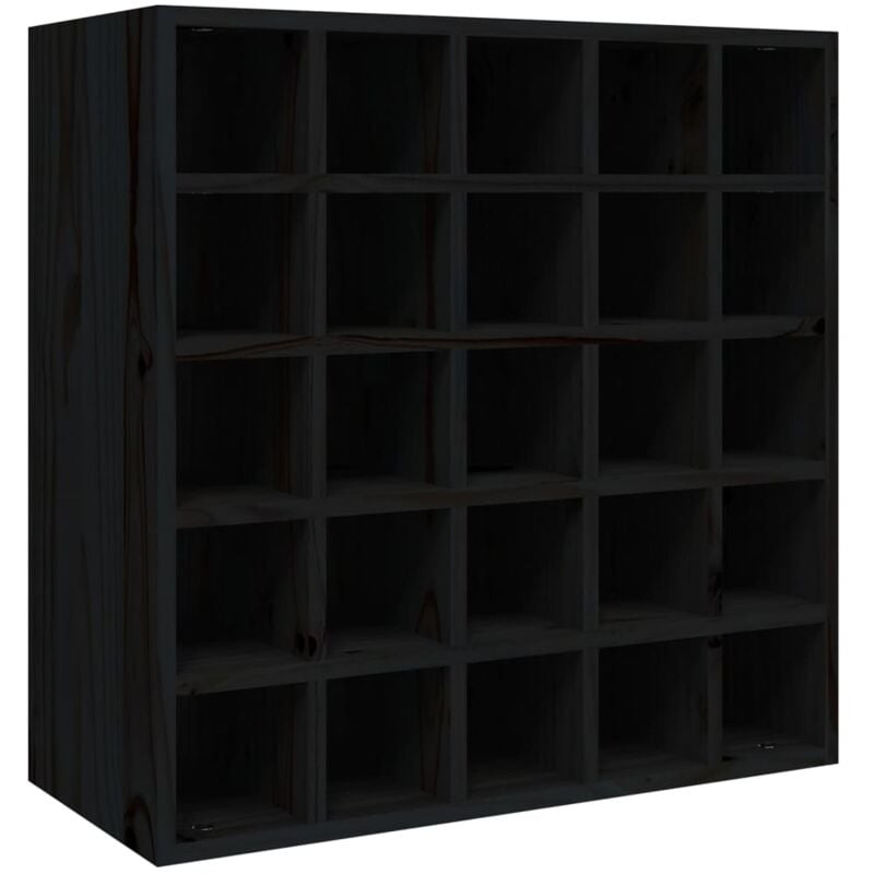 Armoire à vin jusqu'à 25 bouteilles 56 x 25 x 56 cm en bois de pin massif noir DEC024437