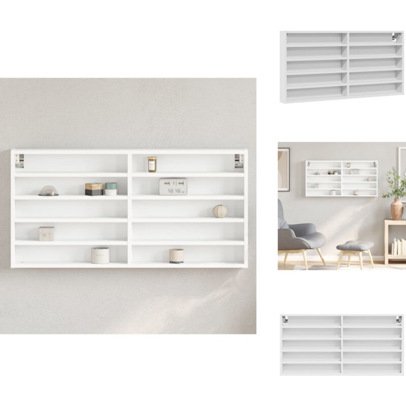 Armoire à vitrine blanc 100x8,5x50 cm bois d'ingénierie - Meuble Mural - Bibliothèque Murale - Étagère Murale - Armoire Vitrines - Meuble Rangement