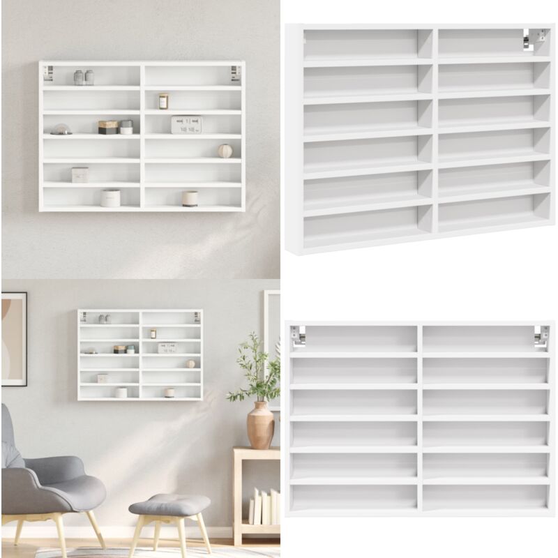 Vidaxl - Armoire à vitrine blanc 80x8,5x58 cm bois d'ingénierie - Meuble Mural - Bibliothèque Murale - Étagère Murale - Armoire Vitrée - Meuble