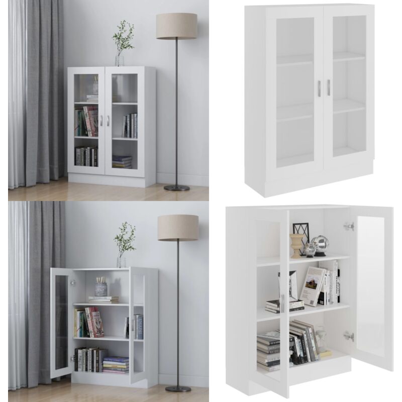 Vidaxl - Armoire à vitrine Blanc 82,5x30,5x115 cm Bois d'ingénierie - Bibliothèque - Meuble De Rangement - Armoire Vitrée - Meuble Blanc - Étagère