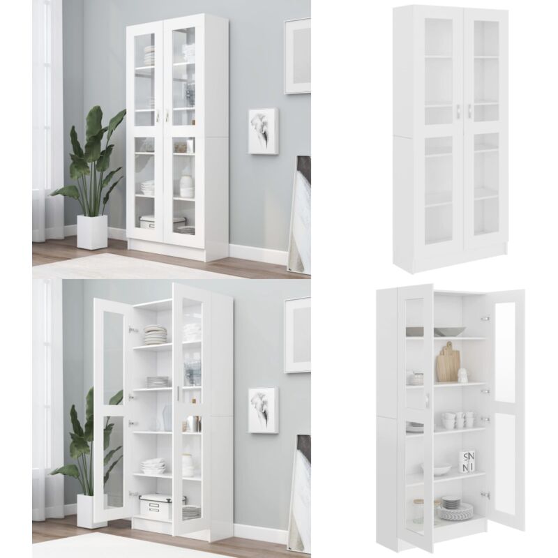 Vidaxl - Armoire à vitrine Blanc 82,5x30,5x185,5 cm Bois d'ingénierie - Bibliothèque Blanche - Meuble Rangement - Armoire Vitrines - Bibliothèque