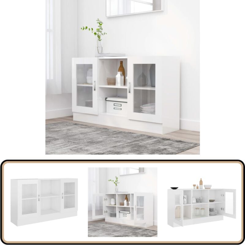 Vidaxl - Armoire à vitrine Blanc brillant 120x30,5x70 cm Bois ingénierie - Buffet Blanc - Meuble Rangement - Armoire Vitrines - Commode Moderne