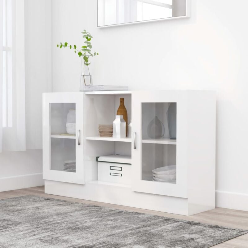 Vidaxl - Armoire à vitrine Blanc brillant 120x30,5x70 cm Aggloméré