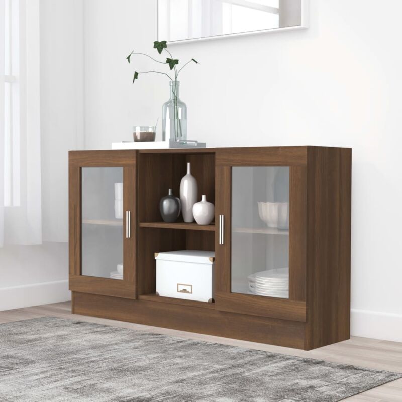 Vidaxl - Armoire à vitrine Chêne marron 120x30,5x70 cm Bois d'ingénierie