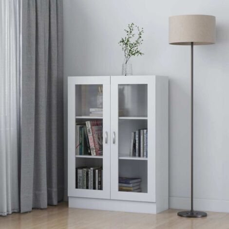 Armoire à vitrine, Buffet, Meuble de Rangement pour Salon Salle à Manger Blanc 82,5x30,5x115 cm Aggloméré HYB57152