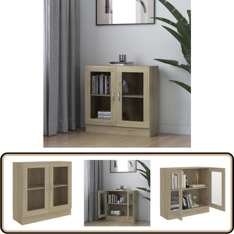 Vidaxl - Armoire à vitrine Chêne sonoma 82,5x30,5x80cm Bois d'ingénierie - Bibliothèque - Meuble tv - Rangement Intérieur - Armoire Vitrée - Commode