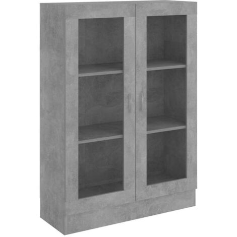 Armoire à vitrine Gris béton 82,5x30,5x115 cm Bois d'ingénierie