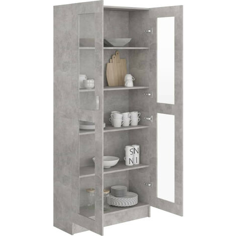 Armoire à vitrine Gris béton 82,5x30,5x185,5
